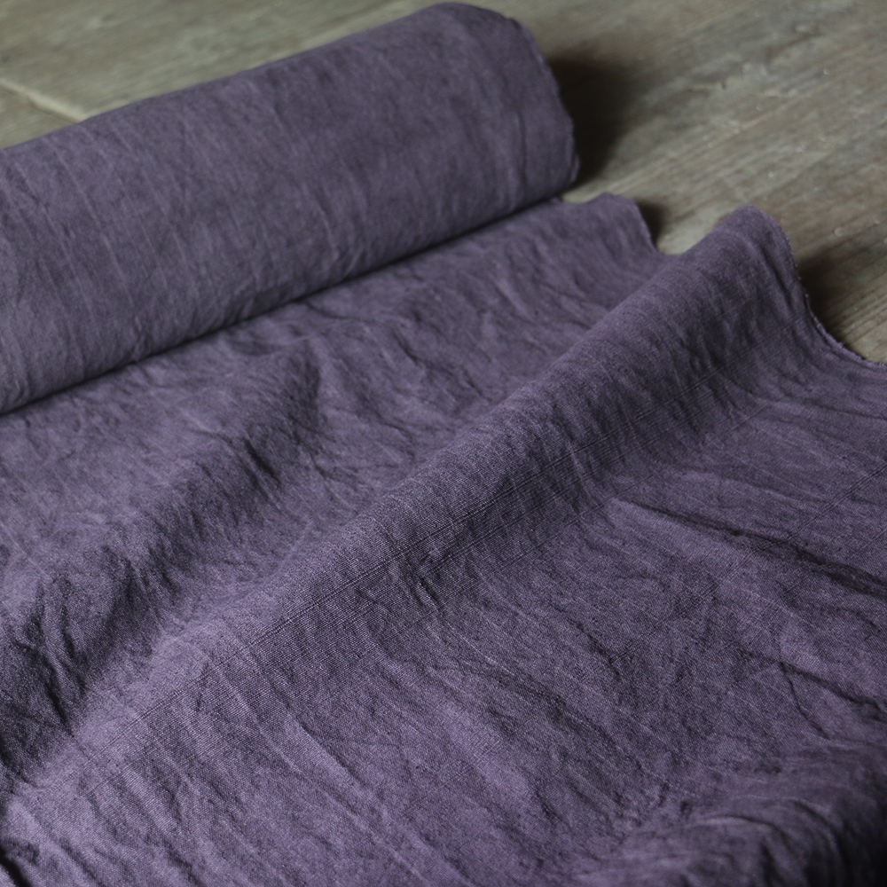 倚山人|草木染紫色手织服装布天然植物染土布全棉厚透气DIY宽40cm