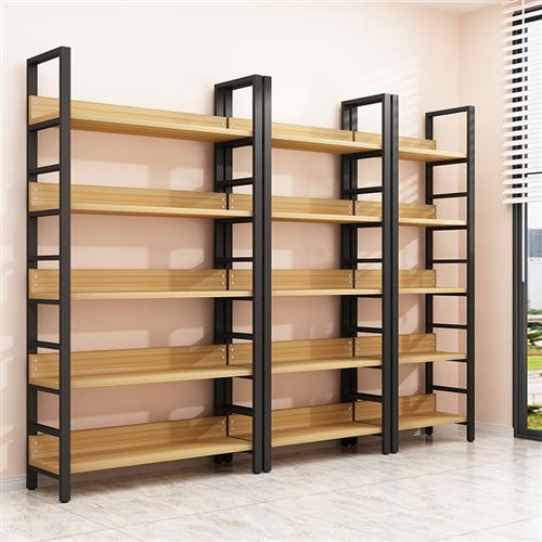 简易书柜钢木货架客厅置物架货架展示架多层落地图书馆书架出租屋