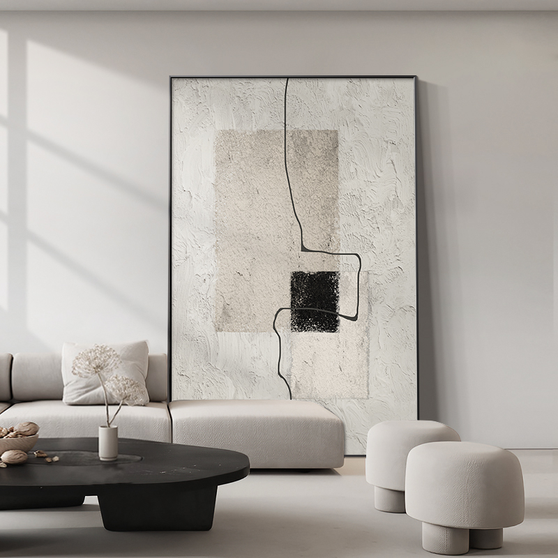 现代简约沙发背景墙艺术挂画肌理感玄关装饰画抽象线条客厅落地画