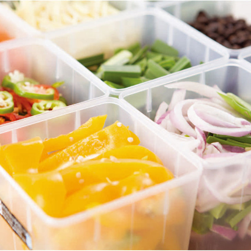 正方形保鲜盒水果蔬菜食物留样佐料盒冰箱奶茶物料盒子厨房料头盒