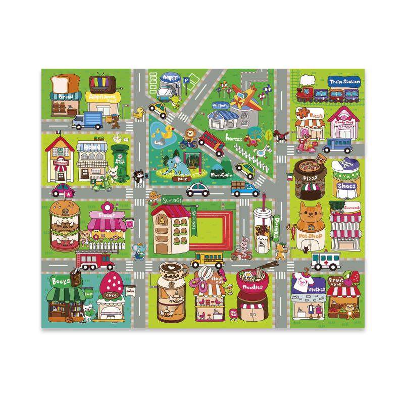 3D-JP儿童平面塑料拼图80片3-6岁益智智力玩具可爱街道地图T1015