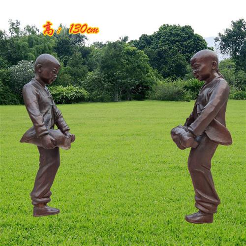 小孩童趣雕塑铸仿铜小孩玩耍小品景观景区落地摆件体育主题