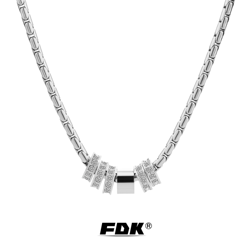 FDK项链男款钛钢转运珠圆环吊坠锁骨链高级小众设计男士男生颈链