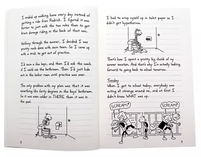 英文原版小屁孩日记Diary Of A Wimpy Kid 1-17册英版英语章节桥梁书Jeff Kinney美国初中小学生课外读物漫画小说 7-12岁 中图西安