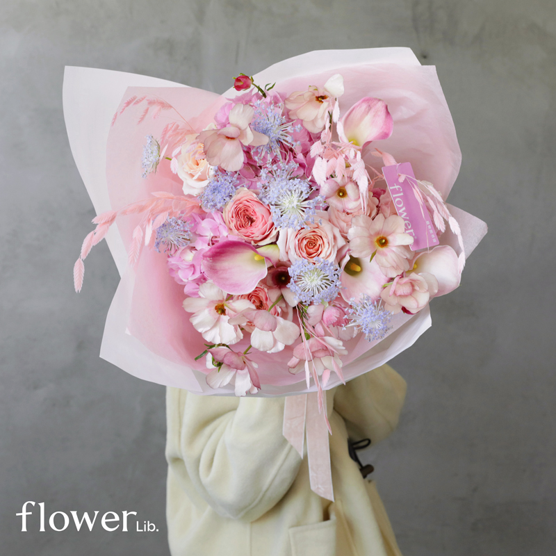 [粉色棉花糖]植物图书馆杭州同城情人节鲜花束送女友朋友表白纪念