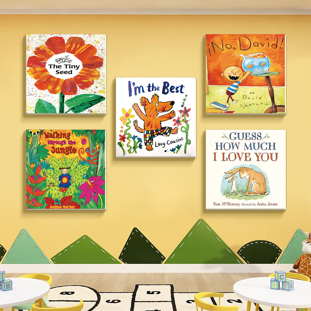 英文绘本馆墙面装饰图书角布置阅览室幼儿园环创材料文化墙贴挂画
