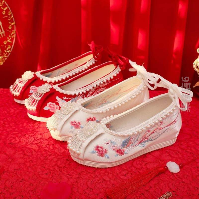 古装鞋古风中式手工布鞋婚鞋软底汉服%中国女款鞋子绣花鞋秀禾风