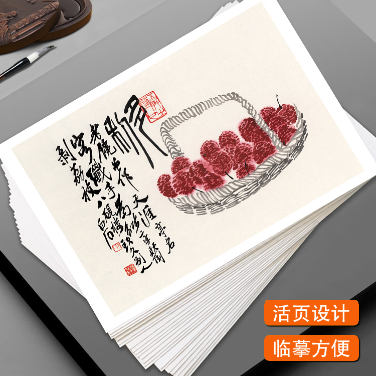 齐白石蔬果鱼虾水墨绘画 美术临摹卡 入门艺术培训教学全套48张