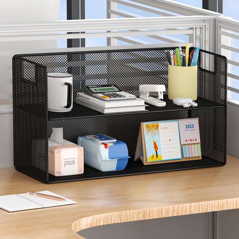办公桌置物架办公室收纳架工位整理架分层文件架桌面简易架子杯架