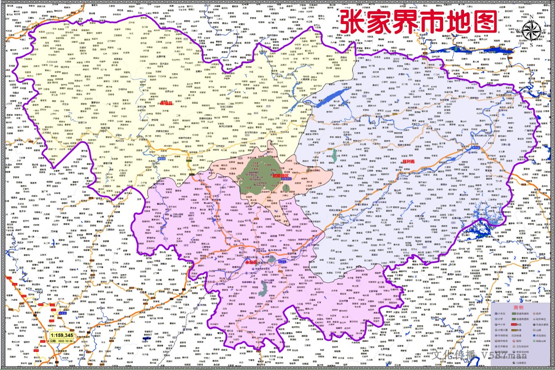2022年10月湖南张家界市行政地图交通区划桑植慈利县永定武陵源区