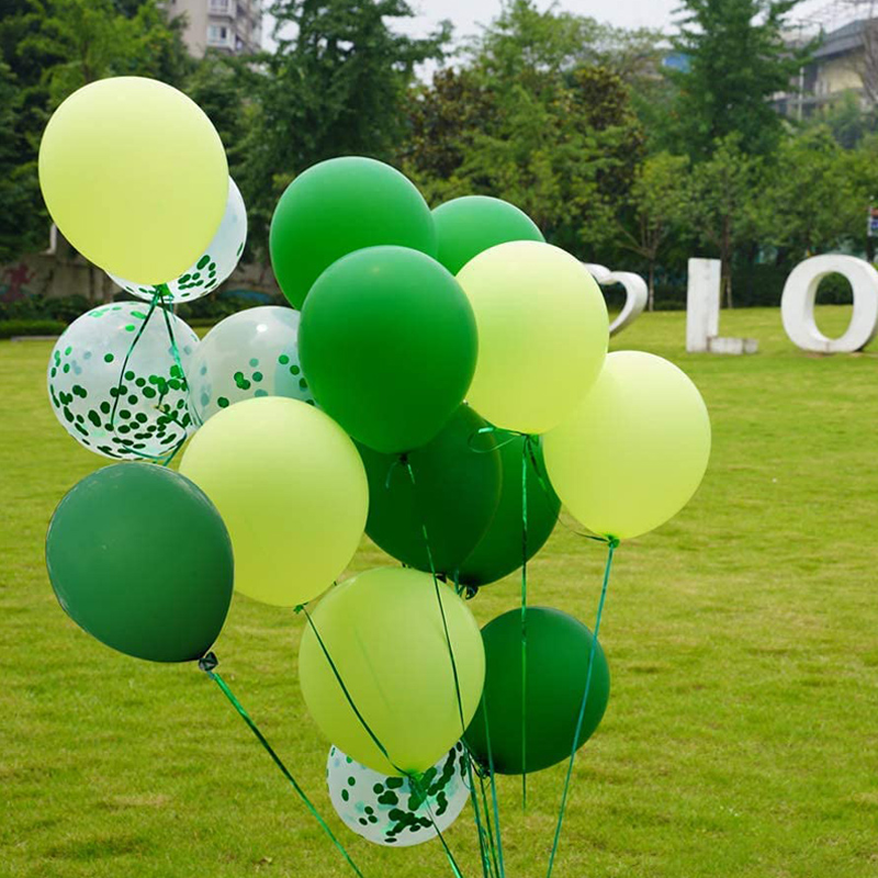 森系绿色气球宝宝生日布置春游户外活动拍照野餐派对场景装饰品
