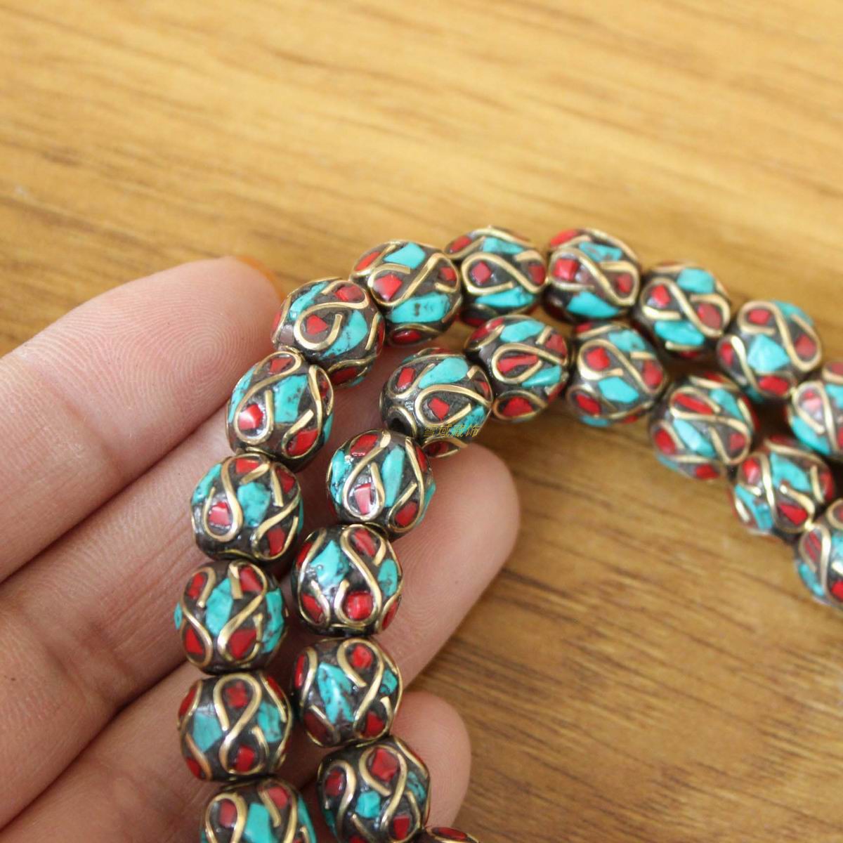 尼泊尔西藏首饰品散珠子绿松石手工制作DIY项链手链佛珠隔珠包邮