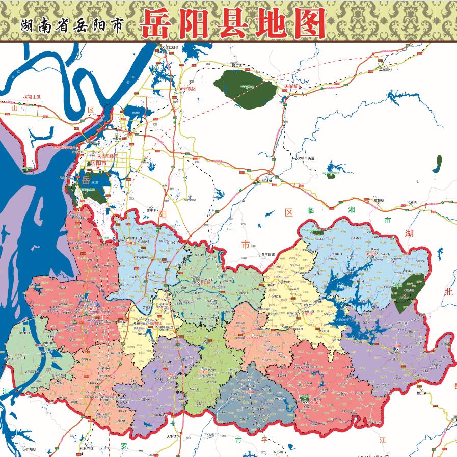 2024年定制湖南岳阳市岳阳县行政交通旅游乡镇村落分布地图