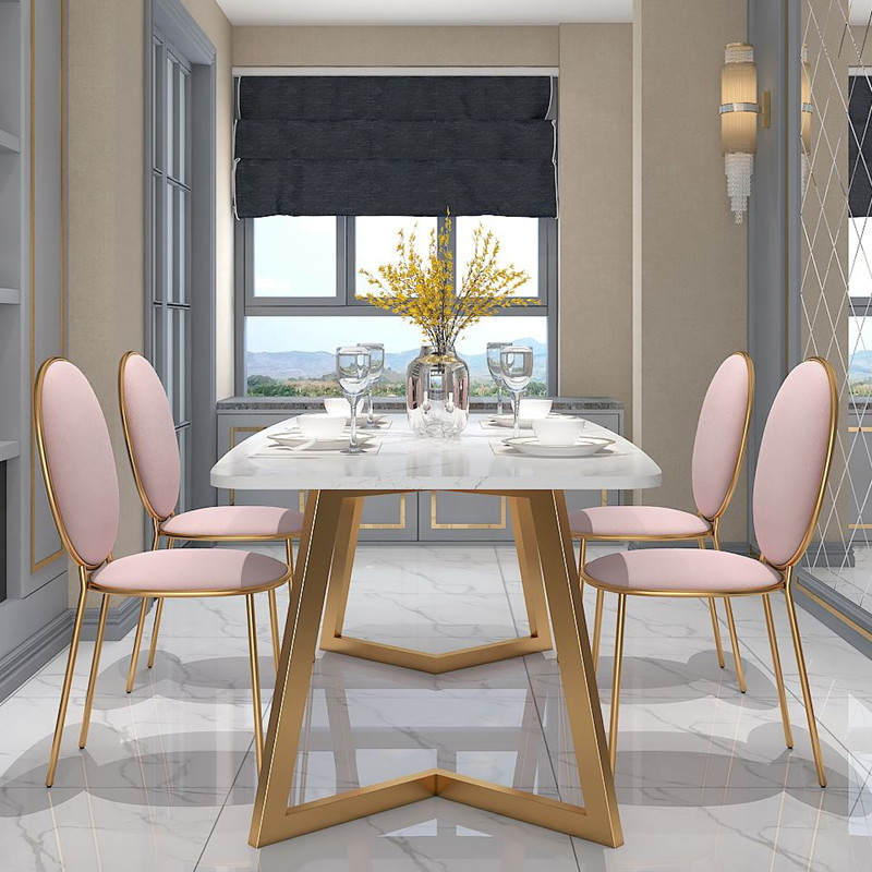 北欧风大理石餐桌家用小户型轻奢餐桌椅组合后现代简约长方形饭桌