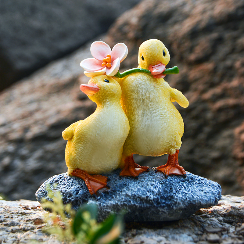 创意可爱鸭子摆件树脂仿真动物微景观多肉水培盆花园水池造景装饰