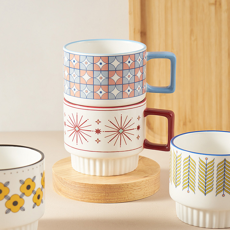 可叠马克杯北欧风创意设计情侣陶瓷杯女咖啡泡茶喝水杯子小众精致