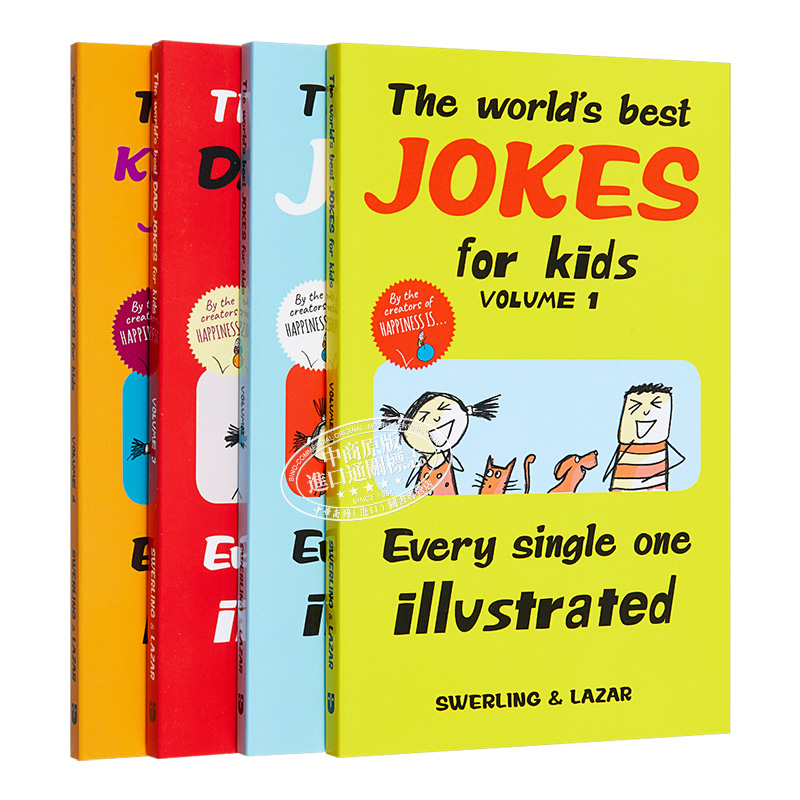 现货 很好笑的笑话全集4册 The World's Best Jokes for Kids 1-4 英文原版进口 脑筋急转弯 儿童插图幽默笑话书【中商原版】