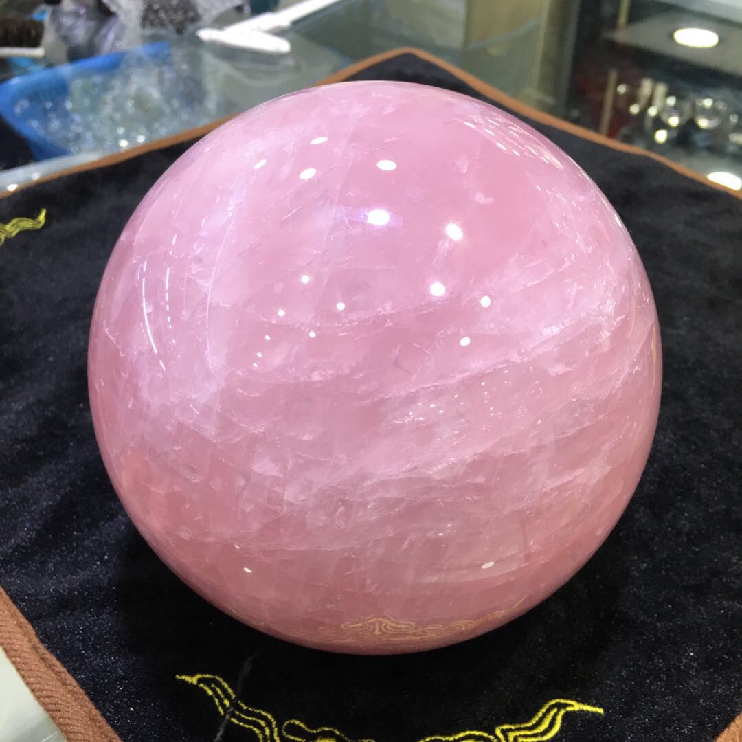 矿石球水晶球天然粉晶球摆件粉色水晶球3.8公斤14厘米