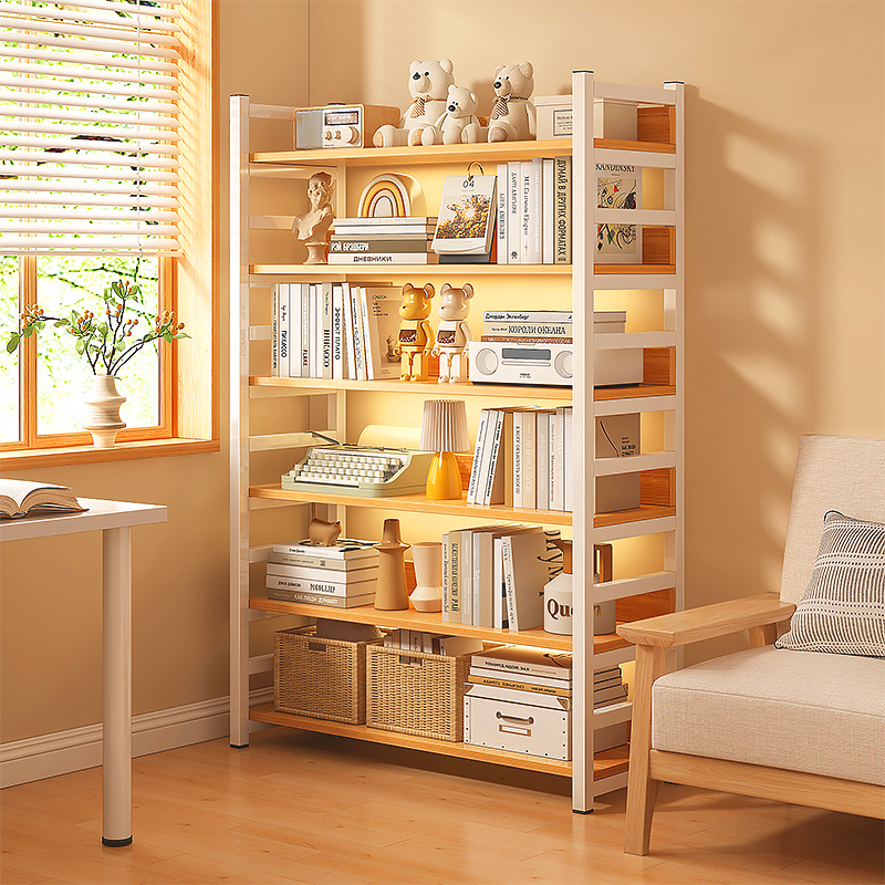 书架置物架落地家用客厅一体靠墙收纳层架子图书馆展示柜简易书柜