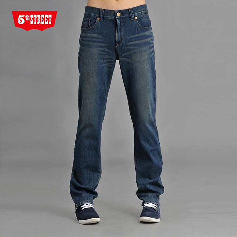 特价第五街春夏季男士针织蓝色牛仔裤弹力休闲直筒长裤小码28-29