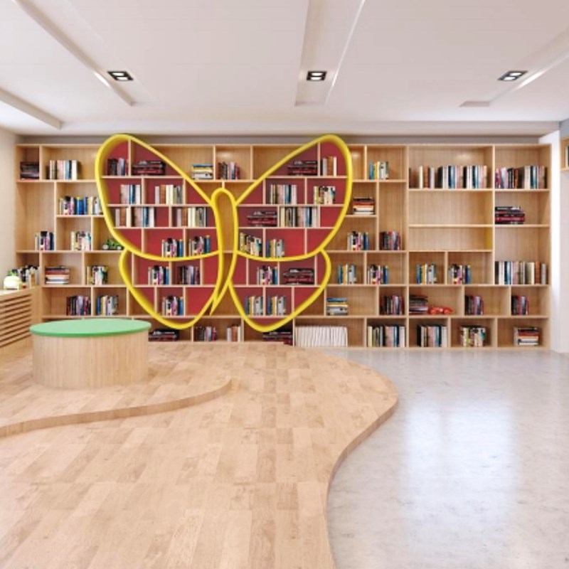 创意蝴蝶书架学校图书馆绘本架儿童图书室满墙书架绘本馆书店书柜