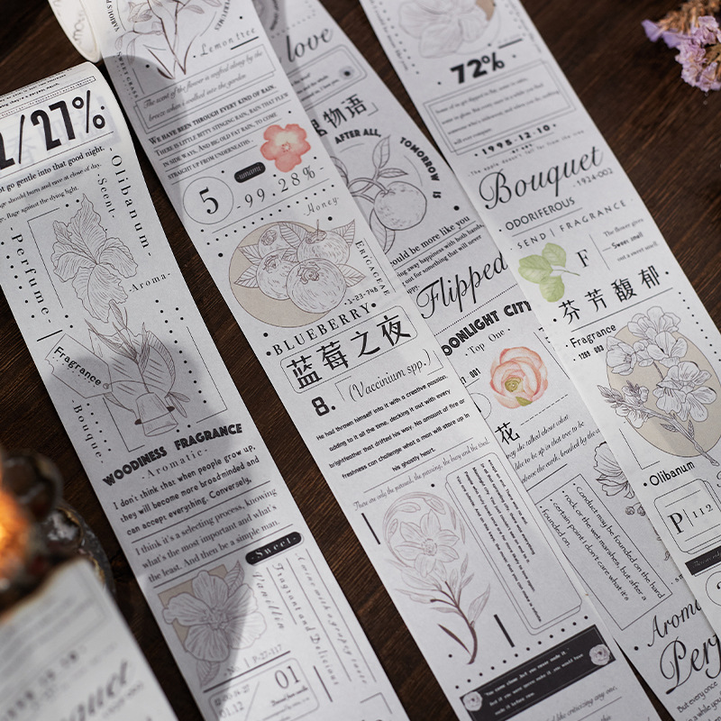 早沫和纸特油胶带  复古创意ins手绘花卉植物手帐日记相册素材贴