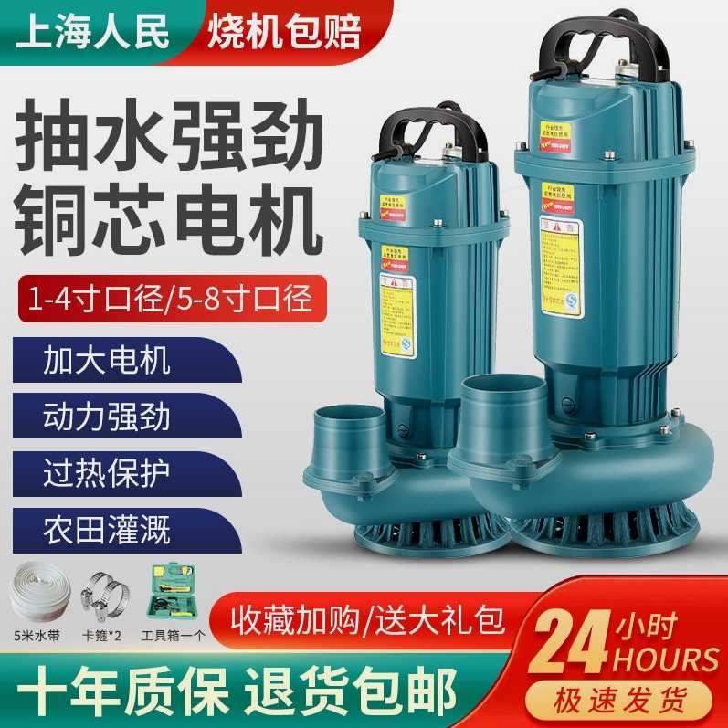 德国进口上海人民220V潜水泵3寸4寸清水泵农用灌溉家用大流量高扬