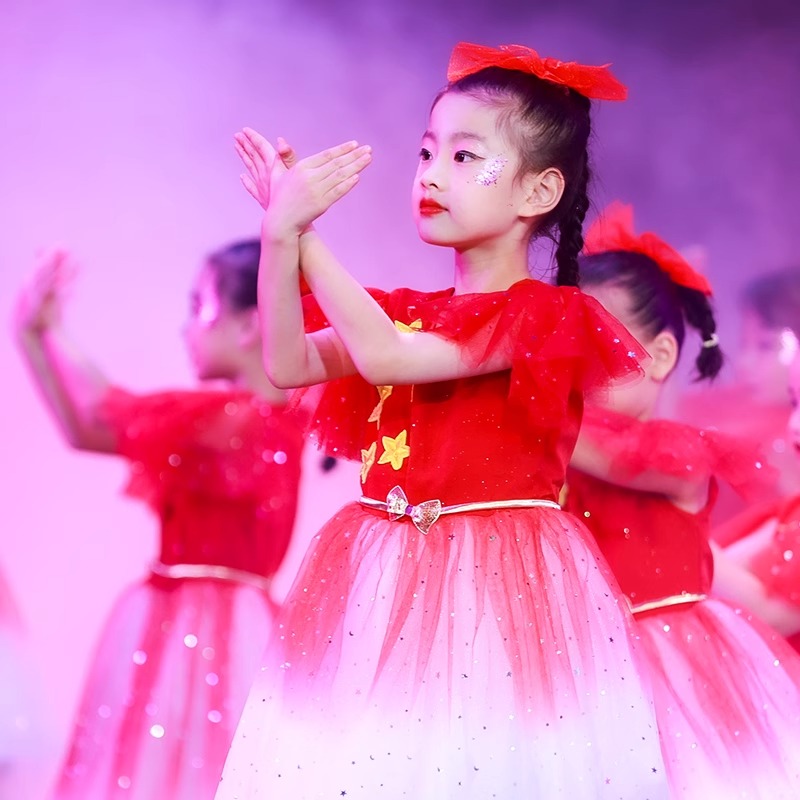 新款高货儿童红领巾合唱服中小学生舞蹈演出服红歌少先队男女诗歌