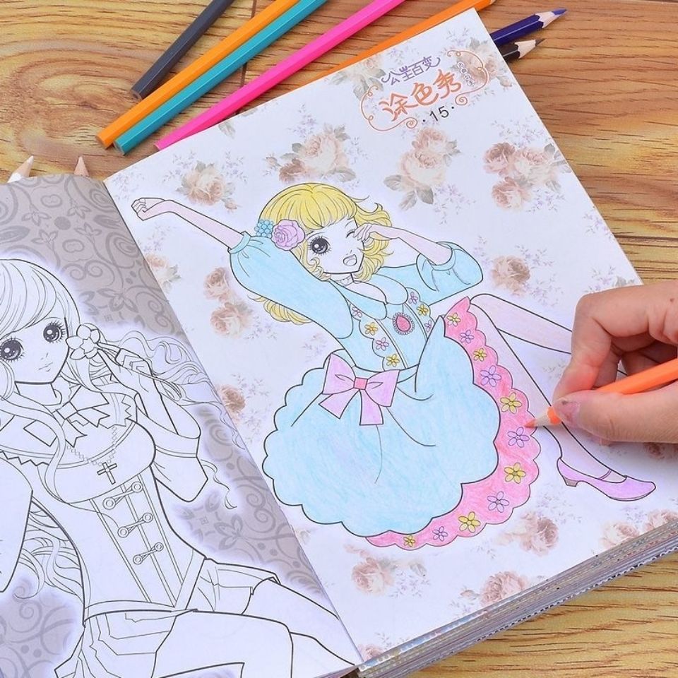公主涂色书幼儿园学画启蒙绘画本幼儿童图画本女孩小学生涂鸦填色