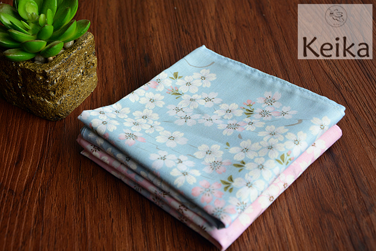 keika出口日本日式和风纯棉女士手帕手绢汗巾方巾手腕巾 生日礼物
