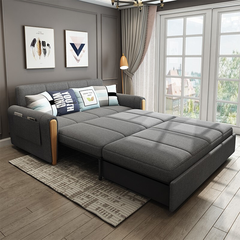 多功能可折叠简约懒人沙发床小户型客厅双人坐卧两用科技布可储物