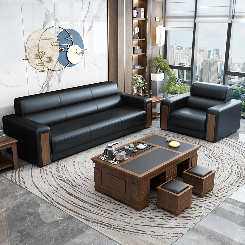现代简约办公商务会客贵宾接待洽谈休息室大厅新中式沙发茶几组合