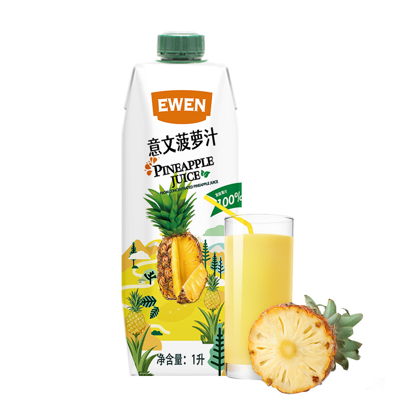 欧洲进口意文菠萝汁橙汁100%1L装1瓶纯果汁饮料健康新鲜调酒饮品