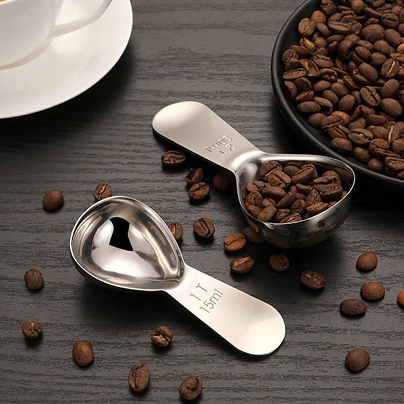 森夫304食品级加厚不锈钢咖啡豆量勺燕麦勺子咖啡粉克数定量勺