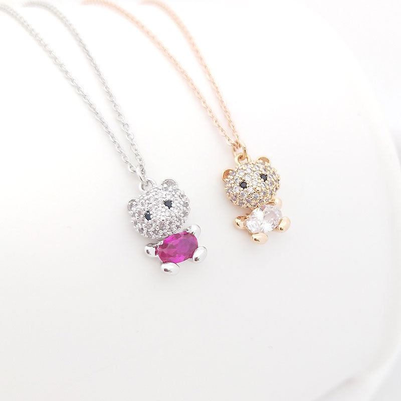 Cute cat necklace for woman fashion shiny p jewelry  for gir