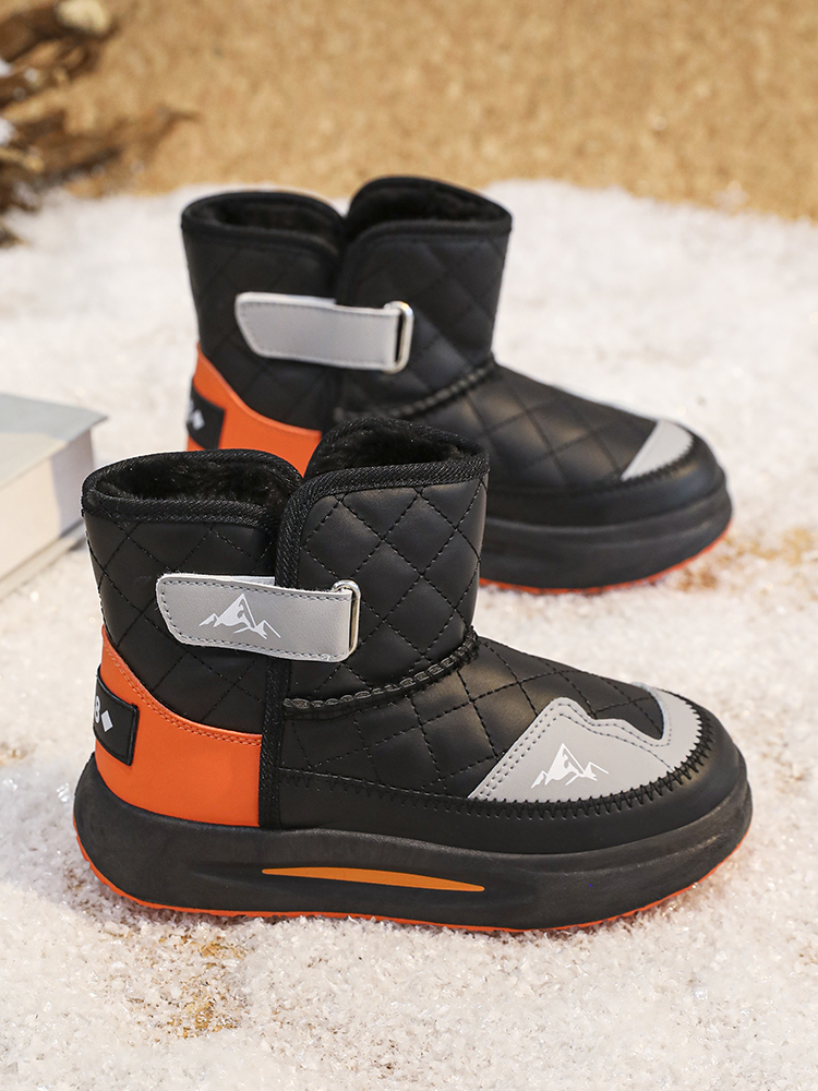 男童雪地靴冬季2023新款防水儿童靴子中大童加绒加厚男孩东北棉鞋