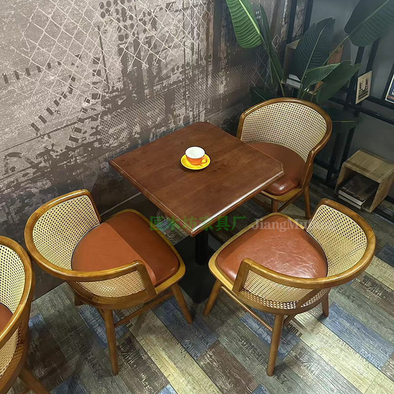 主题餐桌椅组合日料烧烤店茶餐厅咖啡厅实木椅子工业风卡座沙发