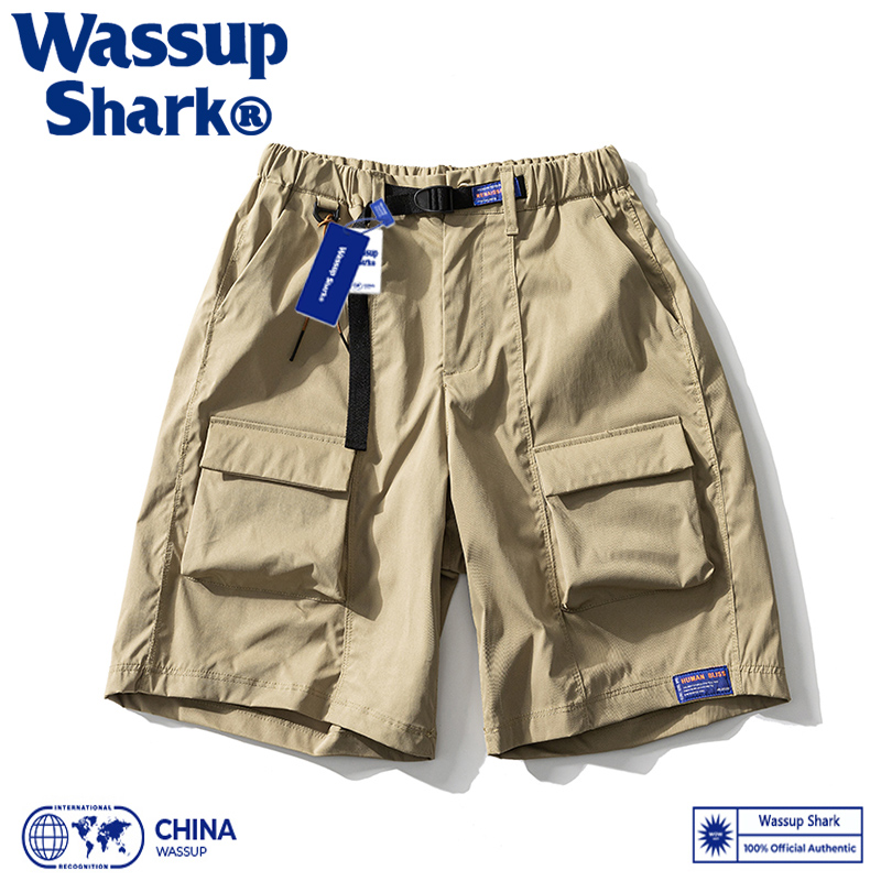Wassup Shark美式工装短裤男女夏季潮牌宽松休闲运动机能五分裤薄