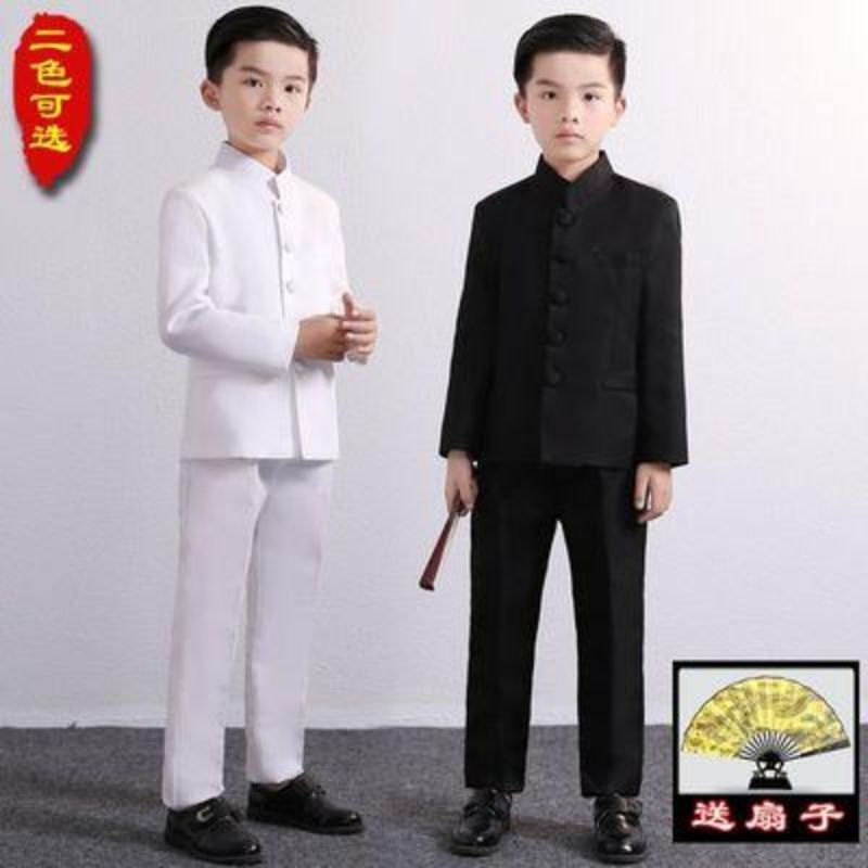 速发儿童中山装学生表演服中国风民国演出服装男童五四青年装合唱