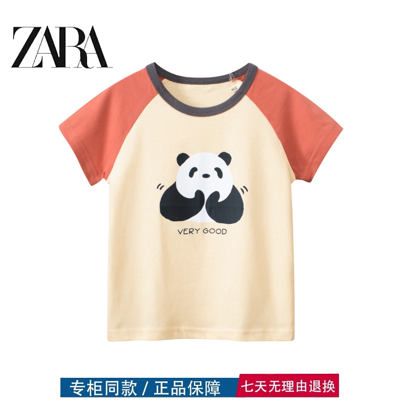 【三折专区】品牌折扣店撤柜童装夏季款熊猫卡通女孩短袖体恤上衣