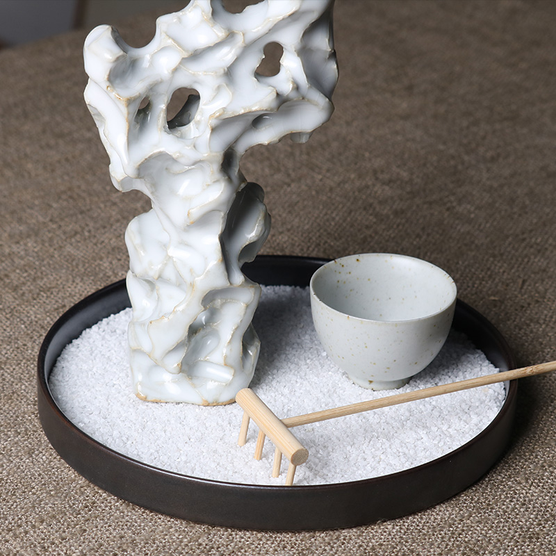 新中式太湖石艺术摆件样板房茶室软装饰品玄关电视柜茶几桌面家居