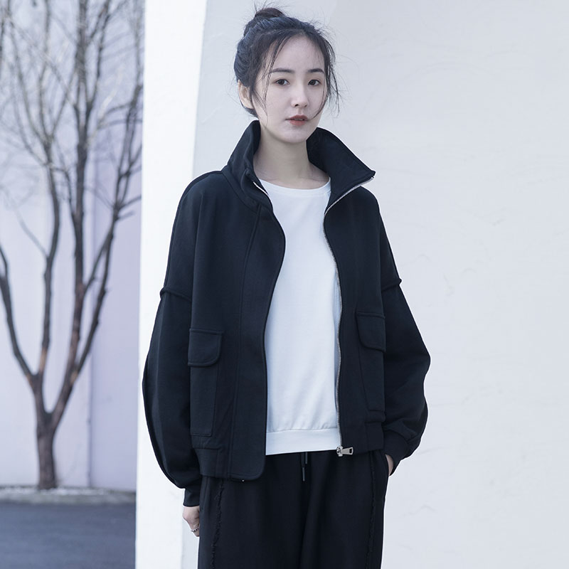 YUANTU原途 原创设计女装黑外套文艺2024春秋设计感宽松气质上衣