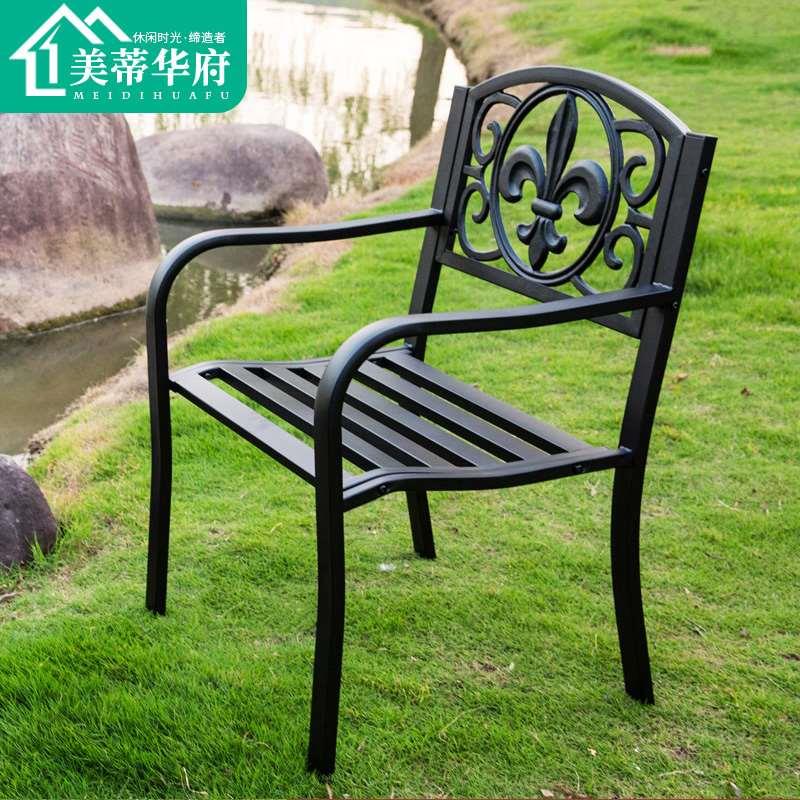 阳台庭院铸铝休闲椅子户外休息椅咖啡厅室外欧式铁艺单人靠背椅