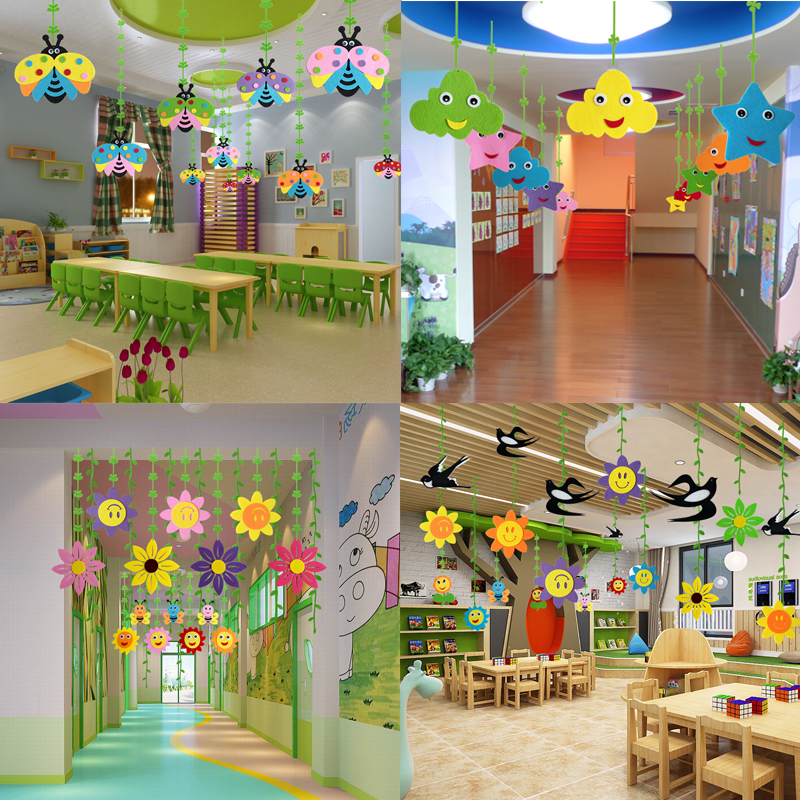幼儿园走廊吊饰教室环创材料吊顶布置儿童房太阳花装饰燕子挂饰