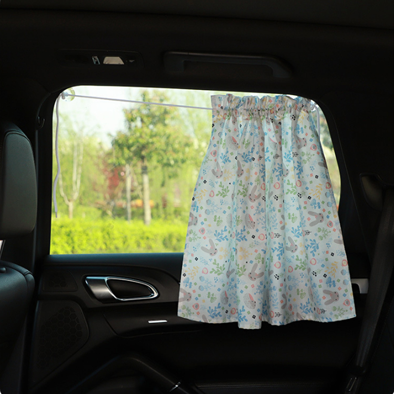 车用窗帘汽车防晒遮阳帘吸盘式侧窗遮光布卡通棉布隔热遮阳挡通用