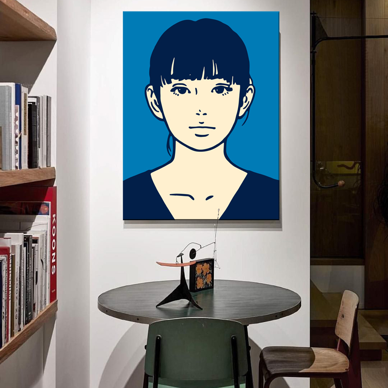 推荐潮流艺术家女孩大尺寸可定制客厅沙发落地无框墙面组合装饰画