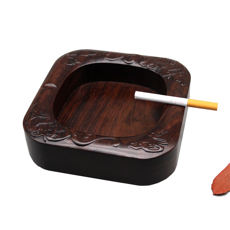 推荐黑梓木整料浮雕烟缸 红木复古中式烟灰缸 木雕工艺品商务礼品