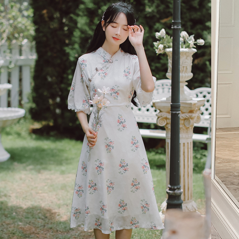 中国风女装夏季2021年新款旗袍改良版国风连衣裙温柔系穿搭裙子夏