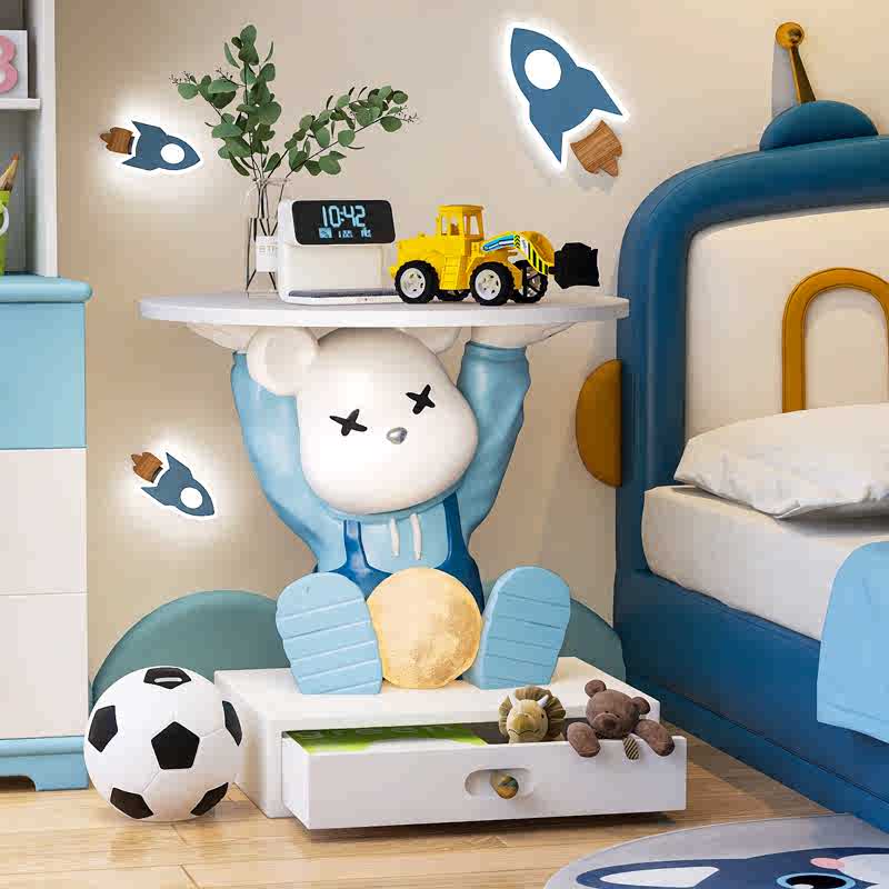 暴力熊床头柜卡通抽屉式收纳柜卧室现代简约童趣床边储物柜置物架
