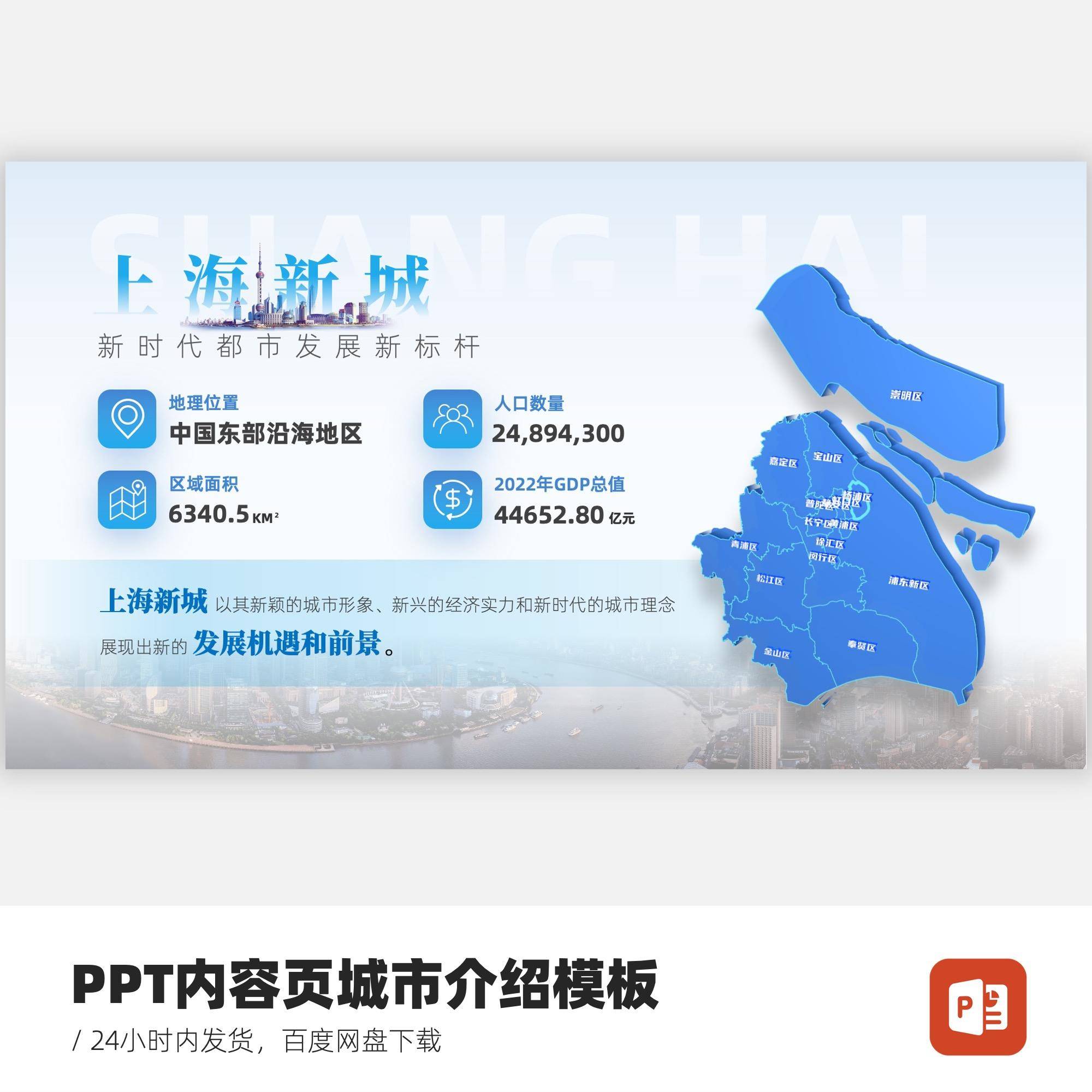 PPT内容页城市介绍模板上海（6页）